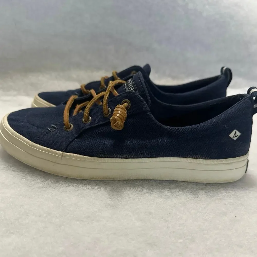 Sperry Topsider Women's 7 Pier Wave Canvas Boat Shoe ST585104 Memory Foam Navy